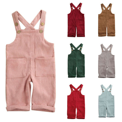 Toddler Baby Boys Girls Soft Corduroy Suspender Rompers Jumpsuit Overalls Spring Autumn Children Kids Retro Pants Trousers 1-6Y ► Photo 1/6