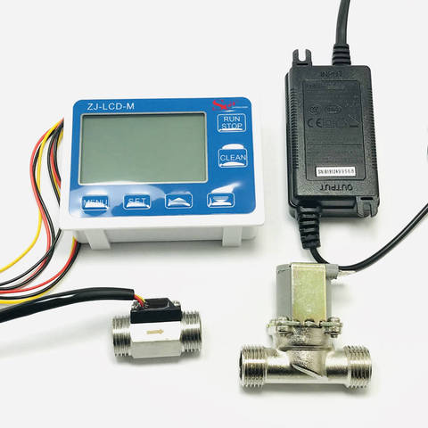 zj-lcd-m lcd digital display with water flow sensor meter quantitative flowmeter with sensor seazhongjiang ► Photo 1/6