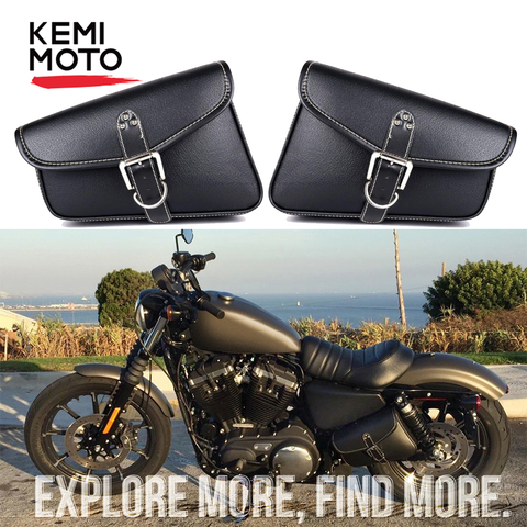 KEMIMOTO Motorcycle Saddle Bags PU Leather Swingarm Bag SaddleBags Side Tool Bags Storage For HL Sportster 883 1200XL Waterproof ► Photo 1/6