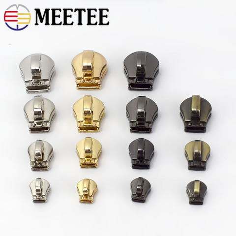 Meetee 10pcs 3# 5# 8# 10# Metal Zipper Head Pull Slider Zip Lock Bag Luggage Garment DIY Repair Kit Hardware Accessories AP604 ► Photo 1/6