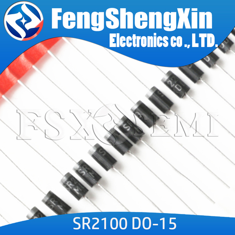 100pcs SR2100 SB2100 DO-15 2A 100V Schottky diode ► Photo 1/1