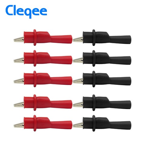 Cleqee P2008 10PCS Insulation Alligator Clip with 2mm Socket Metal Crocodile Clamp Test Accessories for Multimeter 1000V/10A ► Photo 1/6