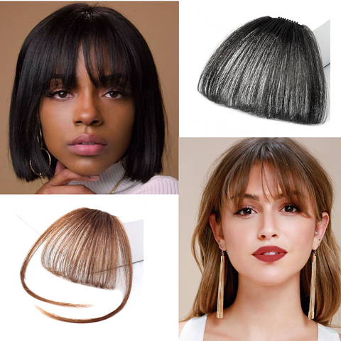 Clip In Air Bangs Thin Fake Fringes Natural Straigth Synthetic Neat Hair Bang Accessories For Girls Invisible Natural 4 Colors ► Photo 1/6