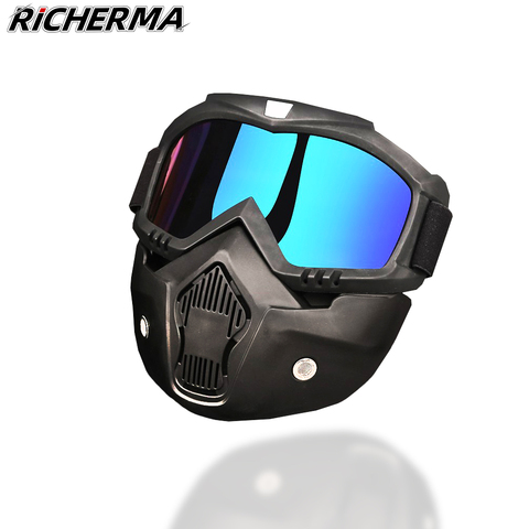 2022 Sport Motocross Glasses with Mouth Mask Removable Motorcycle Glasses Cycling Dirt Bike Racer Ski Mask Sunglasses Goggles ► Photo 1/6