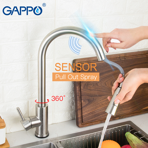 GAPPO Stainless Steel Touch Control Kitchen Faucets Smart Sensor Kitchen Mixer Touch Faucet Kitchen Pull Out Sink Tap Faucet ► Photo 1/6
