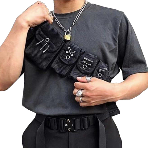 Five Small Bags Waist Bag Trend Bullet Chest Bag Hip-Hop Streetwear Waist Pack For Men Female Chain Nylon Belt Pocket G126 ► Photo 1/6