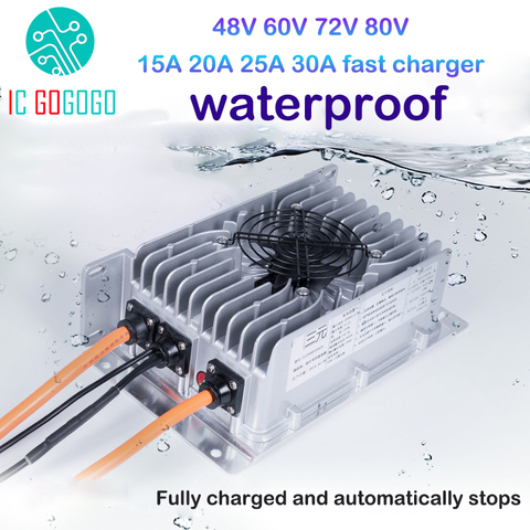 48V 60V 72V 80V Li-ion Lifepo4 ion Lithium Battery Charger Waterproof High Power Car Fast Charge 15A 20A 25A 30A ebike Lipo Pack ► Photo 1/6