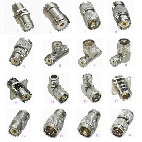 1Pcs Adapter UHF PL259 SO239 to UHF / N Male Plug & Female Jack Straight & Right Angle & Flange & T Type RF Coaxial Connector ► Photo 1/6