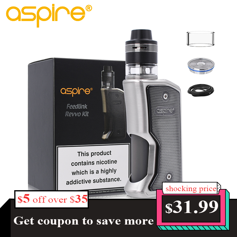 Buy Online Electronic Cigarette Aspire Feedlink Revvo Vape Kit Squonk 80w Box Mod 2ml Revvo Tank Arc Coil E Cigarette Vaporizer Vapeador Alitools