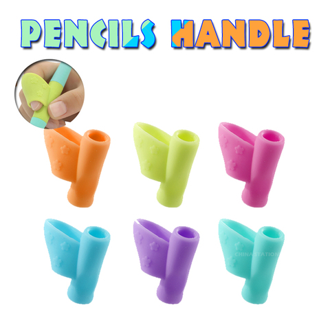 3 Pencils Handle Color Random Right Hand Helps Children Learn Holding Pen And Writing Posture Correction Magic Fits Pencil Soft ► Photo 1/6