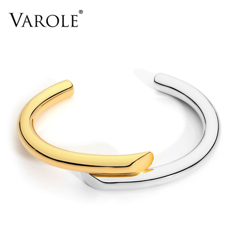 VAROLE Brand New Jewelry Simple Lines Design Bracelet Gold Color Bangle Bracelets For Women Cuff Bracelets Manchette Bangles ► Photo 1/6