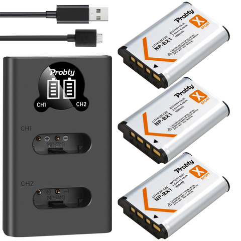 High quality 1800mAh NP-BX1 NP BX1 battery + LCD USB charger for Sony DSC RX1 RX100 M3 M2 RX1R WX300 HX300 HX400 HX50 HX60 ► Photo 1/6