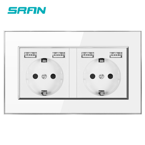 Wall 16A EU Standard Multi Way Power Socket Plug Grounded Electrical Socket with usb outlet strip 146 Acrylic panel family hotel ► Photo 1/6