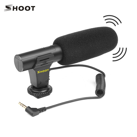 SHOOT XT-451 Portable Condenser Stereo Microphone Mic with 3.5mm Jack Hot Shoe Mount for Canon Sony Nikon Camera Camcorder ► Photo 1/6