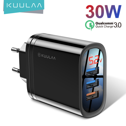 KUULAA Quick Charge 3.0 USB Charger 30W QC Fast Charging Multi Plug Mobile Phone Charger For iPhone Samsung Xiaomi Huawei ► Photo 1/6
