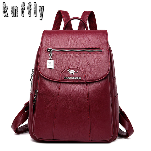 Women Leather Backpacks High Quality Ladies Bagpack School Bags For Girls Solid Luxury Designer Rucksacks Female Backpacks New ► Photo 1/6