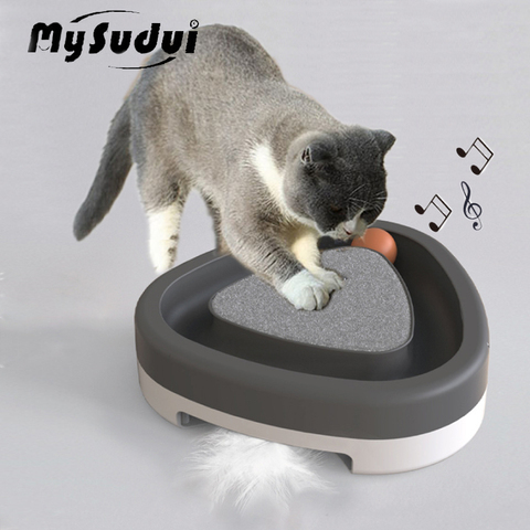 Intelligent Pet Cat Toy Feather Ball Track Squeak Electric Automatic Teasing Stick Nail Scratcher Magic Training Toys Jouet Chat ► Photo 1/6