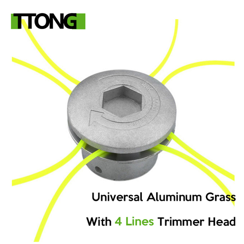 Universal Aluminum Grass Trimmer Head With 4 Lines Brush Cutter Head Thread Nylon Grass Cutting Line Head for Lawn Mower Silver ► Photo 1/6