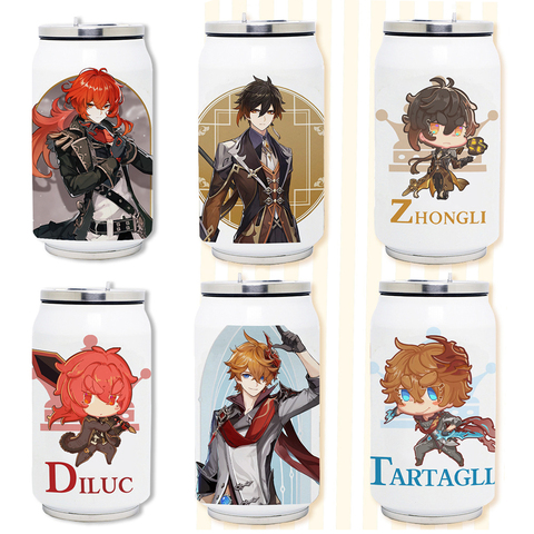 Genshin Impact Childe Zhongli Paimon Keli Cosplay Thermos Bottles