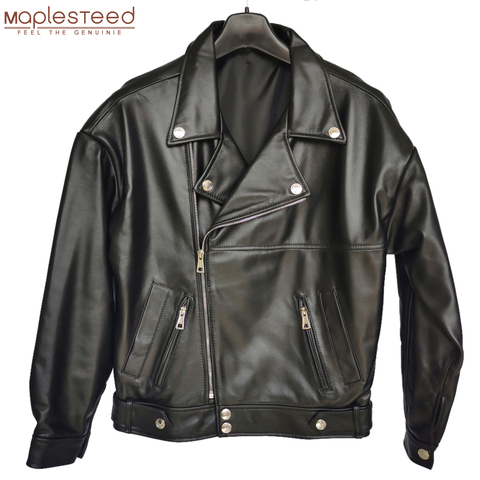 Maplesteed Women Genuine Leather Jacket Soft 100% Natural Sheepskin Drop-Shoudler Loose OVERSIZE Bust 110-126cm M487 ► Photo 1/6