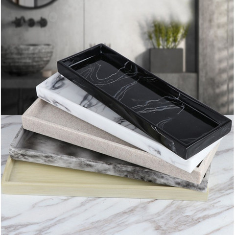 Nordic Imitation Marble Resin Tray Bathroom Storage Tray Rectangular Jewelry Storage Tray Kithen Tray Dish Dispenser Luxury Tiss ► Photo 1/6