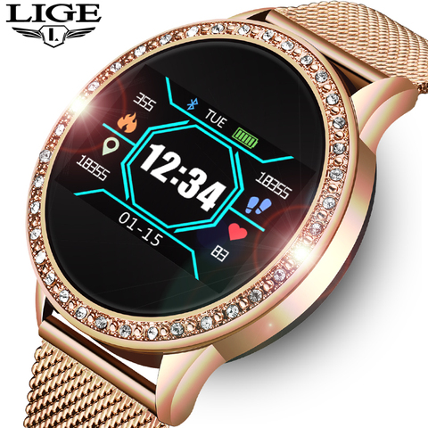 LIGE Fashion Woman Watch Sports Fitness Tracker for Android ios Heart Rate Sphygmomanometer Pedometer Waterproof Watch Women ► Photo 1/6