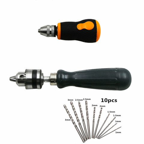 NEW Multi use hand drill 0.5-3.2mm/0.6-6mm Clamping range &10pc Mini twist drill for DIY handicraft carving Woodworking drilling ► Photo 1/5