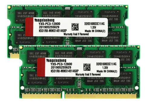 Yongxinsheng 4GB DDR3L 8GB DDR3L 1600MHz Laptop Memory PC3L-12800 Non-ECC 1.35V 204Pin SODIMM RAM CL11 Unbuffered ► Photo 1/6