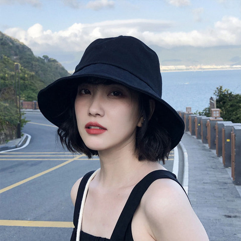 Summer New Bucket Hat for Women Soft Cotton Solid Color Big Wide Brim Outdoor Sun Hats Portable Foldable Panama Cap Lady Caps ► Photo 1/6