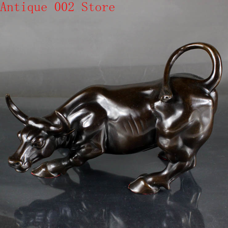 Big Wall Street Bronze Fierce Bull OX Statue 