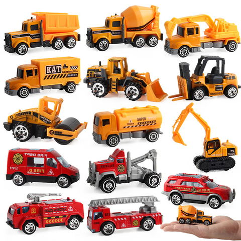 5/6pcs Alloy Diecast Engineering Car Models Fire Fighting Truck Toys for Children Kids Vehicle Toys Gift Excavator Tractor Toy ► Photo 1/6