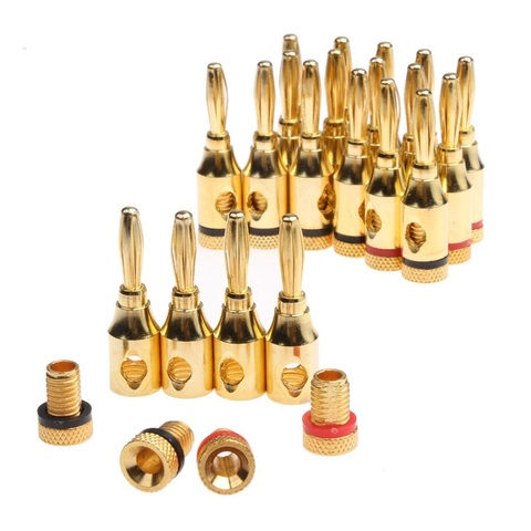 20Pcs 4mm 24k Gold-Plated Musical Cable Wire Banana Plug Audio Speaker Connector Plated Musical Speaker Cable Wire Pin Connector ► Photo 1/6