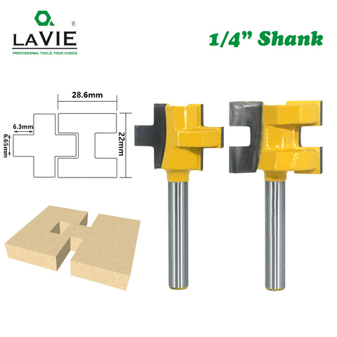 LA VIE 2pcs 1/4 Shank Carving Knife Square Tooth T-Slot Tenon Milling Cutter Router Bits for Wood Tool Woodworking MC01004 ► Photo 1/5