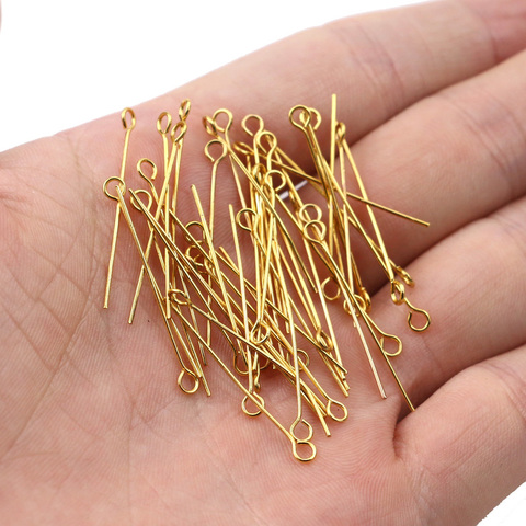 100pcs Wholesale Lots Bulk Gold Steel Color Eye Head Pins15 20 30 40 50 Mm Eye Pins Findings for Diy Jewelry Making Accessories ► Photo 1/6