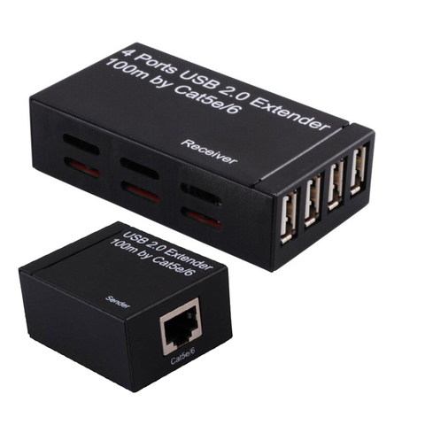 Active USB 2.0 USB UTP extender hub up to 100M With power adapter for USB extension ► Photo 1/6