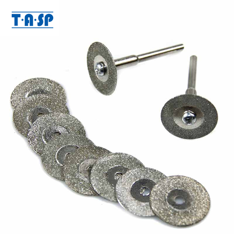 TASP 10pcs 20mm Diamond Coated Cutting Disc Blades Wheel Set Rotary Tool Accessories with 3.2mm Shank MMD001A3 ► Photo 1/6