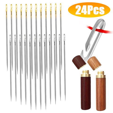 24 Pcs/set Blind Needle Elderly Needle-side Hole Hand Household Sewing Stainless Steel Sewing Needless Threading Apparel Sewing ► Photo 1/6