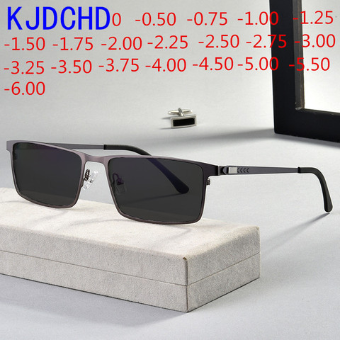 New titanium alloy men's fashion photochromic square myopia glasses ladies optical prescription glasses 0 -0.5 -0.75 to -6.0 ► Photo 1/6