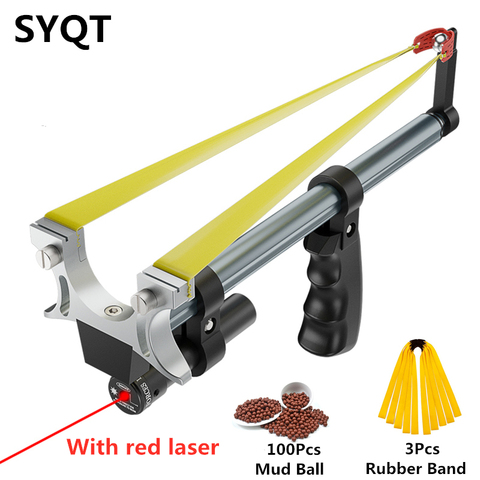 Straight Rod High Precision Telescopic High Power Red Laser Flat Rubber Band Stainless Steel Outdoor Hunting Catapult Slingshot ► Photo 1/6