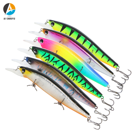 AI-SHOUYU 1PCS Laser Minnow Fishing Lure 115mm 15.5g Pesca Hooks Fish Wobbler Tackle Crankbait Artificial Hard Bait Swimbait ► Photo 1/6