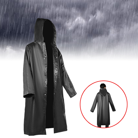 EVA Rain Cover Adult Rainwear Outdoor Raincoat Black EVA Cloth Long Rain Poncho With Hat 145X70CM Unisex ► Photo 1/6