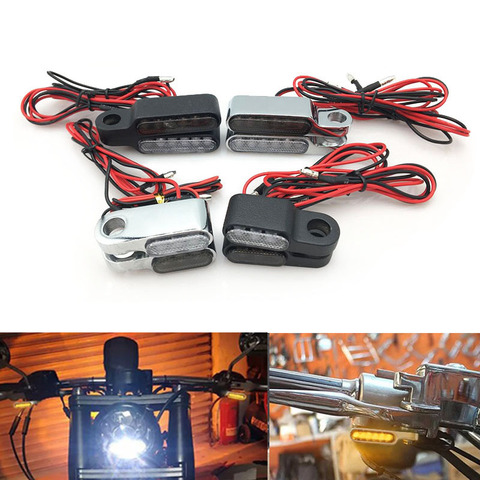 12V Scooter Motorcycle Indicators LED Turn Signal Light Handlebar Amber signal lamp Blinker Aluminum Alloy Black/Chorme ► Photo 1/6