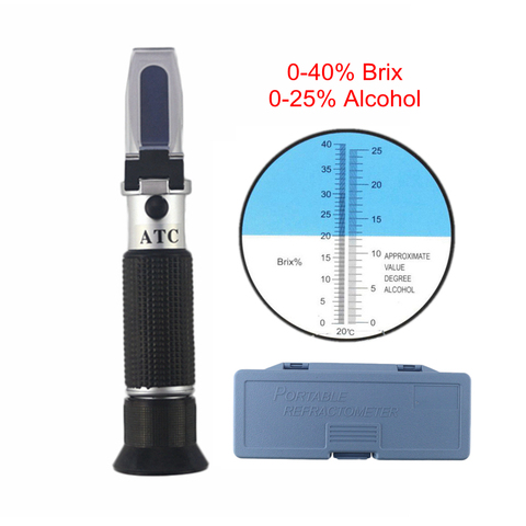 0-40% Refractometer For Wine Tester For Wine Brix Sugar For Braga Wine Alcohol Meter 0-25%  ATC Refratometer For Grape Tester ► Photo 1/6