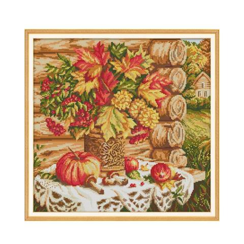 A Harvest Of Autumn Flowers cross stitch kit aida 14ct 11ct count print canvas cross stitches   needlework embroidery DIY handma ► Photo 1/1