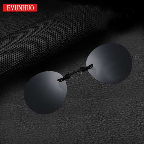 EVUNHUO Retro Clip On Nose Sunglasses Men Vintage Hacker Empire Matrix Morpheus Rimless Sun Glasses Round Glasses UV400 Glasses ► Photo 1/6