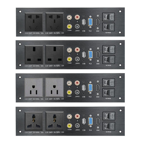 Desktop Wall Electric Socket 2AC Outlet AU UK US Universal Socket Left/right Channel Audio3.5MM Video HDMI VGA Network Ports ► Photo 1/6