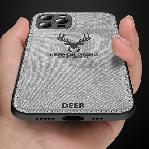 Shockproof Cover for iPhone 12 Pro Max Mini 11 7 8 Plus 6 6s Silicone Fabric Deer Cloth Case For For iPhone XS Max X XR SE 2022 ► Photo 1/6