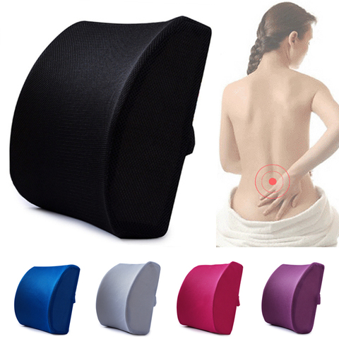 Soft Memory Foam Lumbar Support Breathable Healthcare Back Waist Cushion Travel Pillow Car Seat Home Office Pillows Relieve Pain ► Photo 1/6