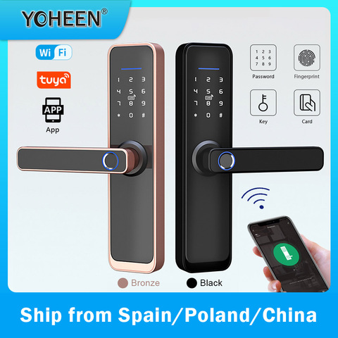 YOHEEN Wifi Door Lock With Tuya App, Security Biometric Fingerprint Smart Lock With Password RFID card ► Photo 1/6