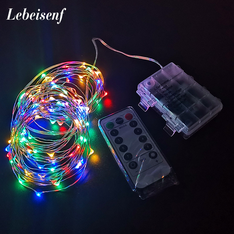 50LED 100LED silver LED string lights fairy garland Christmas decoration lights, remote control waterproof battery power supply ► Photo 1/6